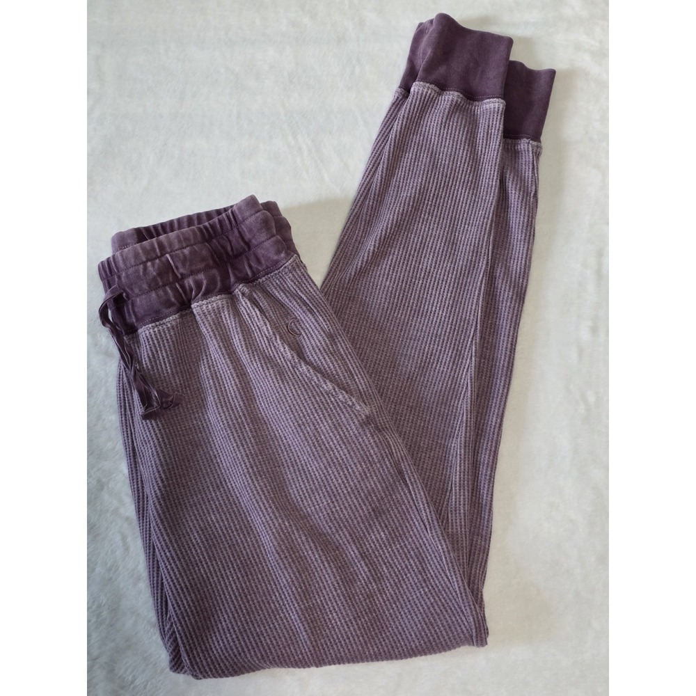 ZYIA Active Womens Small purple waffle knit thermal Lounging joggers